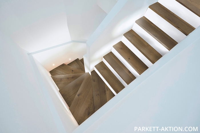 Parkett Treppen Profil U home aus Art.Nr.: 100180 Eiche geräuchert stark gebürstet invisible geölt