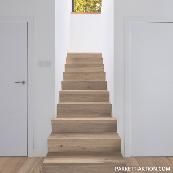 Parkett Treppen Profil L modern aus Art.Nr.: 100150 Eiche geräuchert weiss geölt