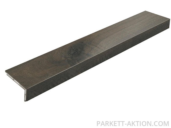 Parkett Treppenkantenprofil "modern" aus Art.Nr.: 141351 Landhausdiele Eiche schwarz Treibholz Optik rustikal geölt