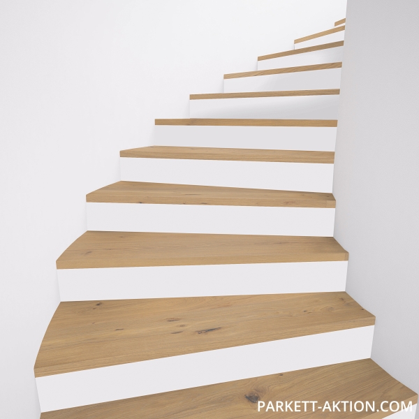 Parkett Treppen Profil U home aus Art.Nr.: 110202 Eiche astig weiss geölt