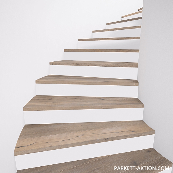 Parkett Treppen Profil U home aus Art.Nr.: 160600 Eiche rustikal geräuchert gebürstet weiss geölt