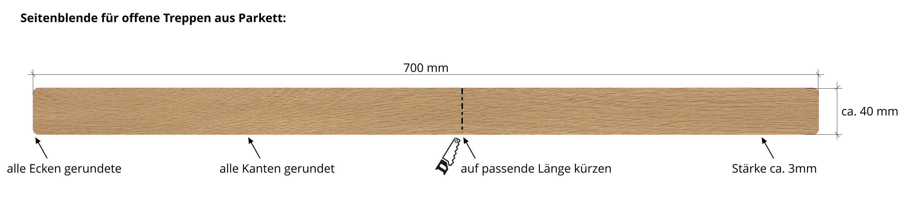 Seitenblende für offene Treppen aus Parkett 100260