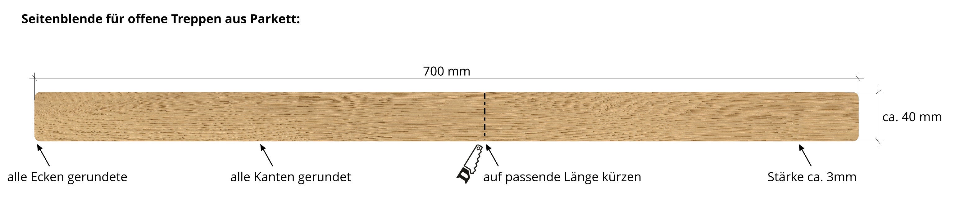 Seitenblende für offene Treppen aus Parkett 131250