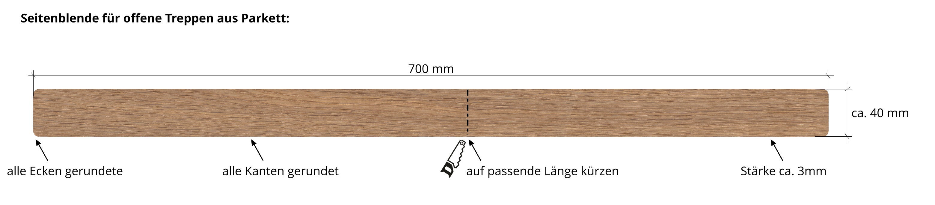 Seitenblende für offene Treppen aus Parkett 131500