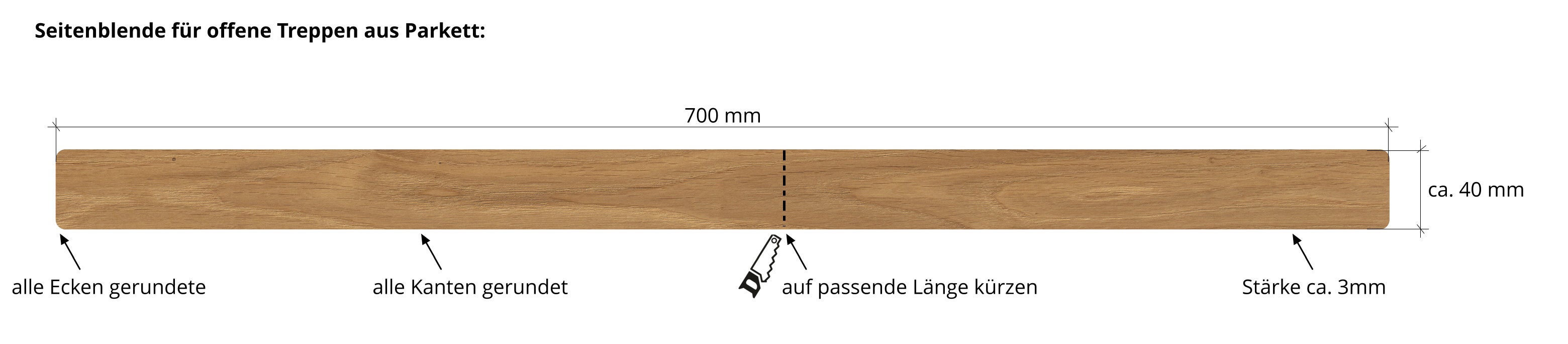 Seitenblende für offene Treppen aus Parkett 130420