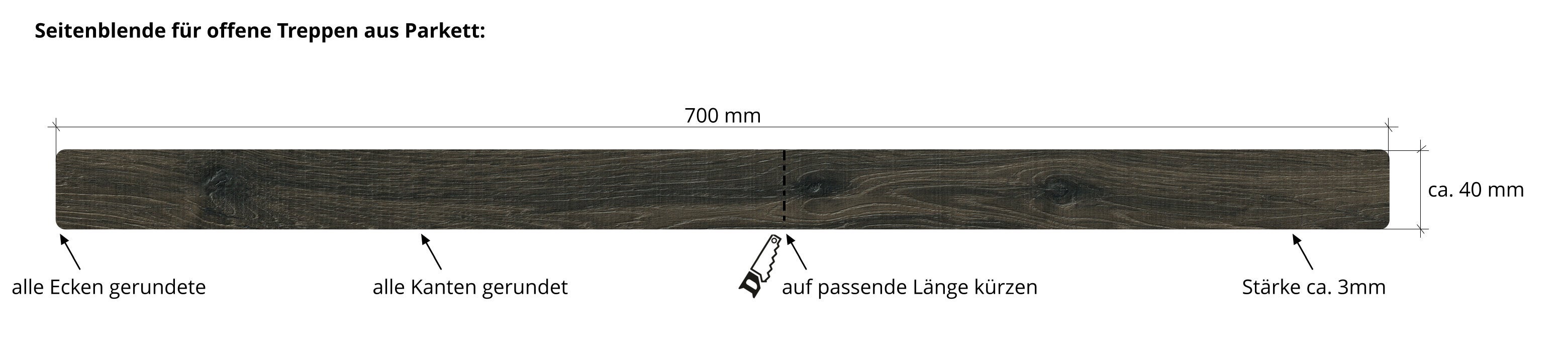 Seitenblende für offene Treppen aus Parkett 141351