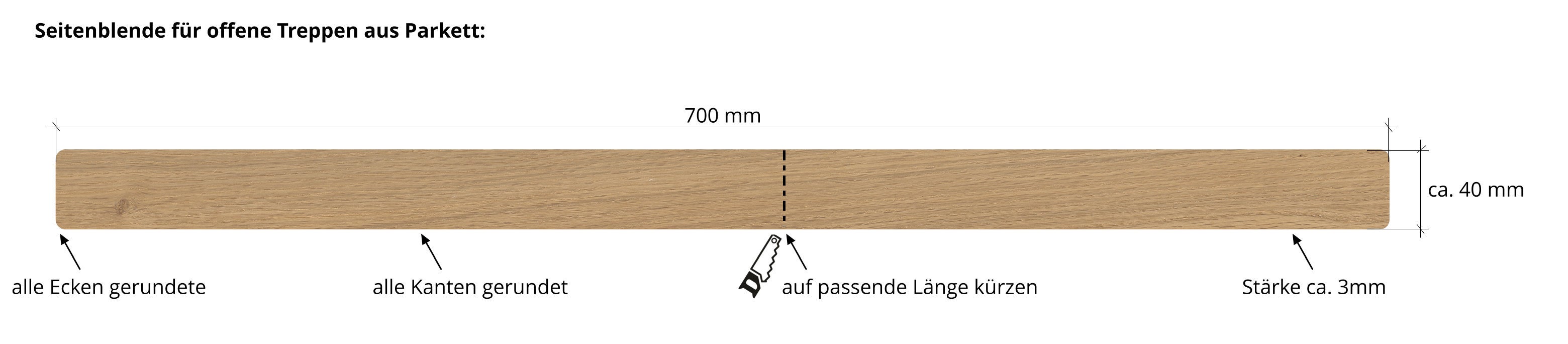 Seitenblende für offene Treppen aus Parkett 131220