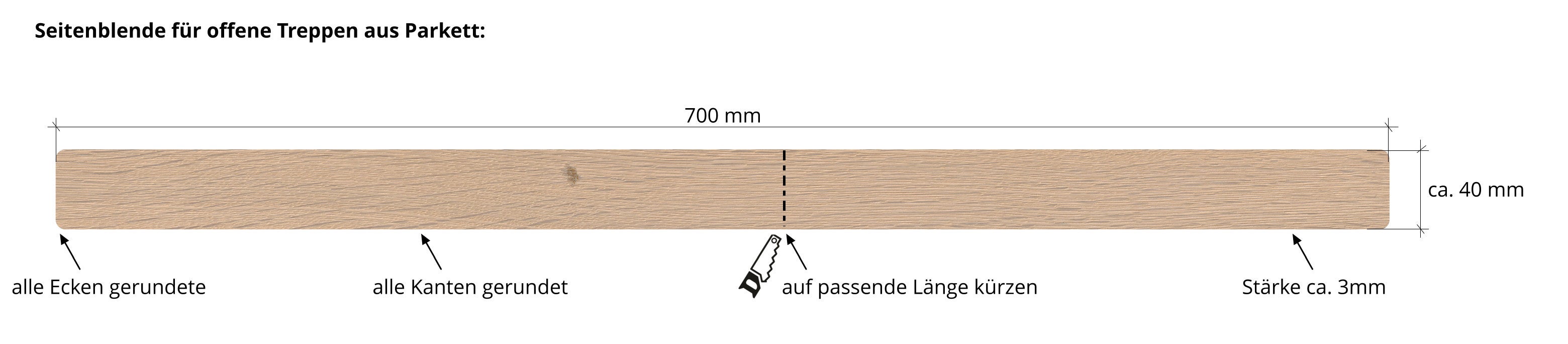 Seitenblende für offene Treppen aus Parkett 131515